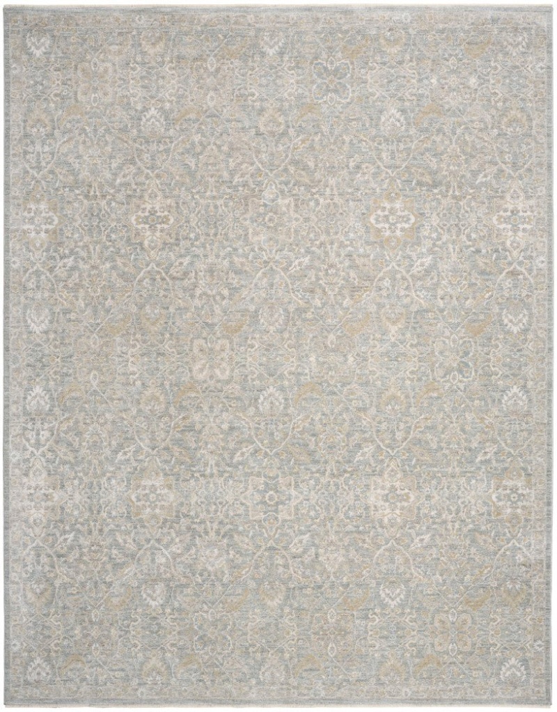Blue Silver Traditional Area Rug 5 Ft x 8 Ft