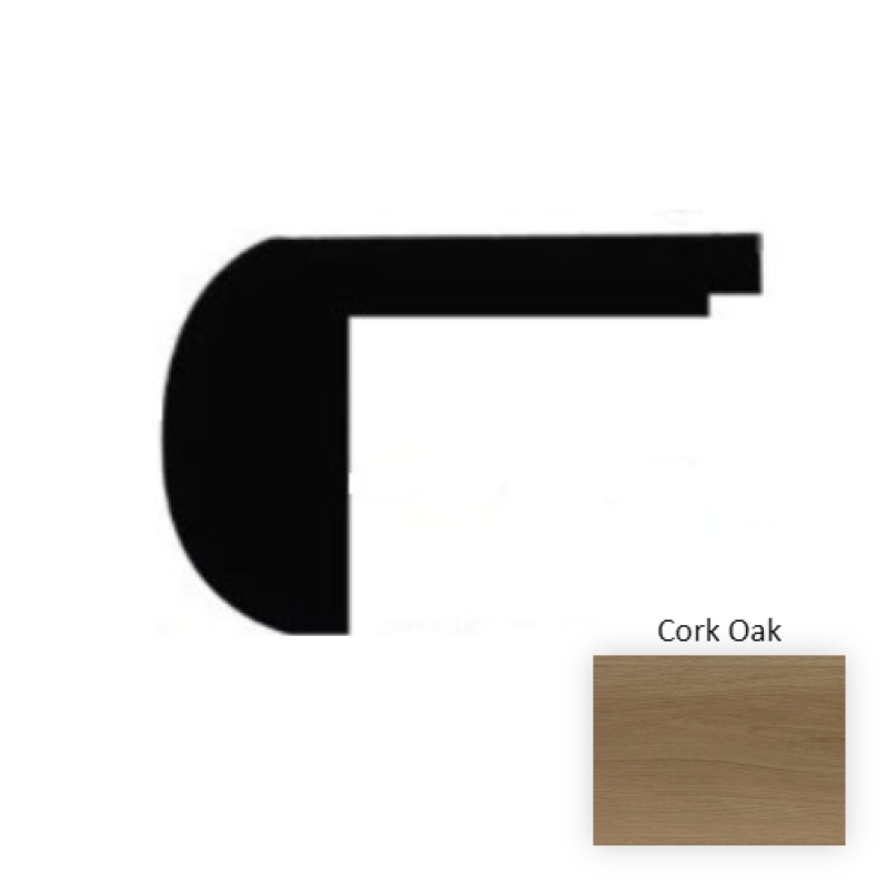 Cork Oak Laminate Wood Moulding / Trim - 94.5" Flush Stair Nose - Embossed