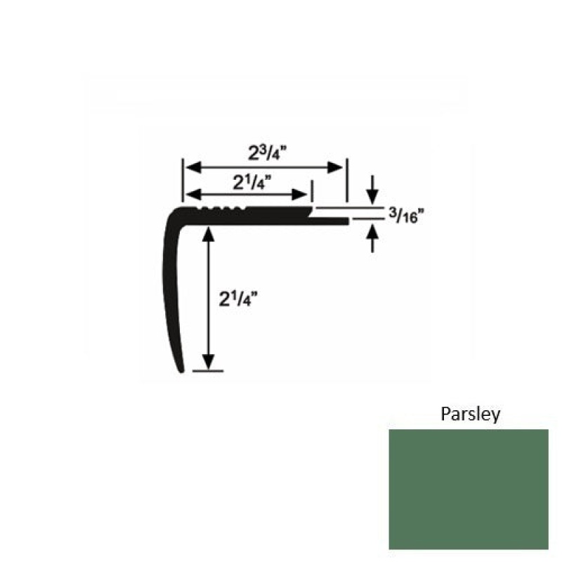 Solid M07 Parsley Rubber Modified Underlap Stair Nosing (Sq) - 2 3/4" X 9 Ft (108")