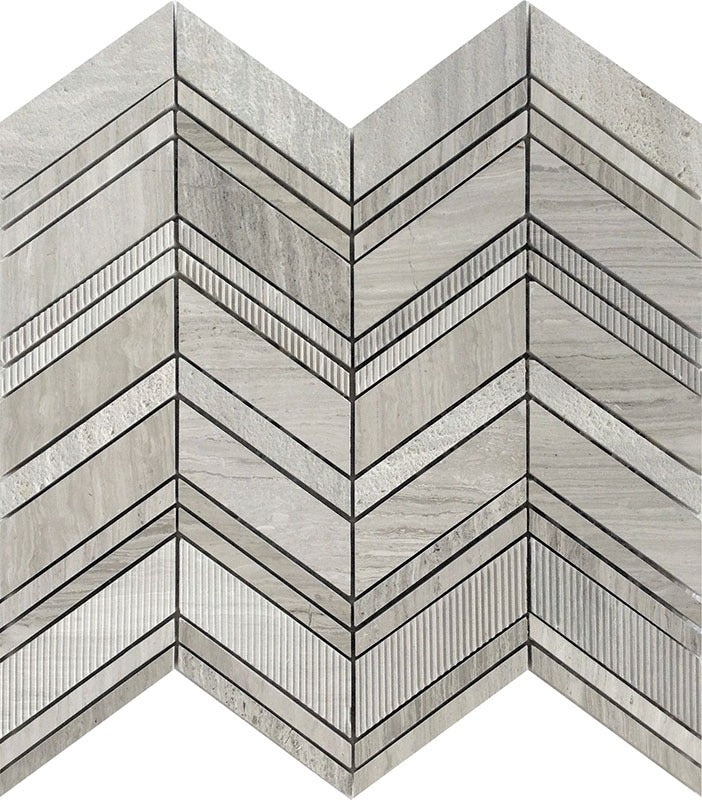 Bali Wooden Grey Marble Mosaic - Balian - Polished & Etched