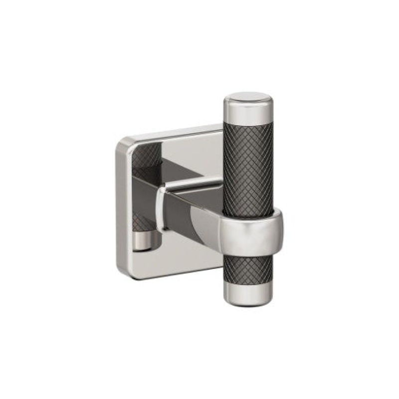 Esquire Zinc & Stainless Steel Single Prong Robe Hook - Polished Nickel / Gunmetal - 2 11/16" (68 Mm) Length