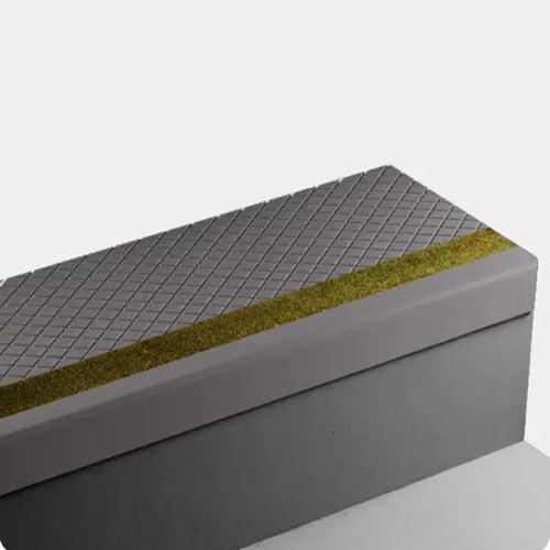 Peppercorn Diamond Rubber Stair Tread with Yellow Grit Tape