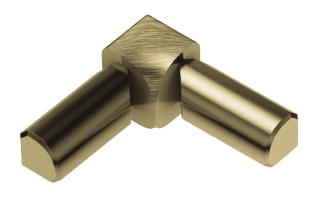 Rondec 90 Degree Double Leg Inside Corner Metal Tile Edging Trim - Brushed Brass Anodized Aluminum