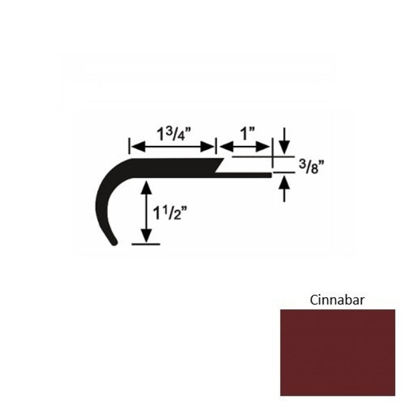 Solid 12 Cinnabar Rubber Single Flange Carpet Stair Nosing