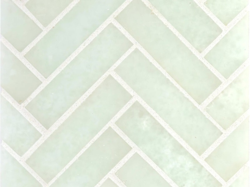 Liquid Alaska Glass Mosaic - Herringbone - Clear & Frosted