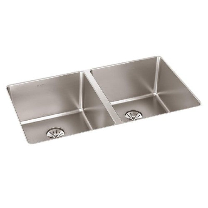 Eluhh3118tpd Lustertone Iconix Stainless Steel Undermount Double Bowl Kitchen Sink - 32 3/4" X 19 1/2" X 9" - Stainless Steel