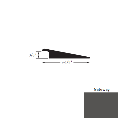 Johnsonite Gateway Vinyl Moulding / Trim - 2 1/2" X 12 Ft (144") X 3/8" Wheeled Traffic Transition - Wheeled Traffic Transition