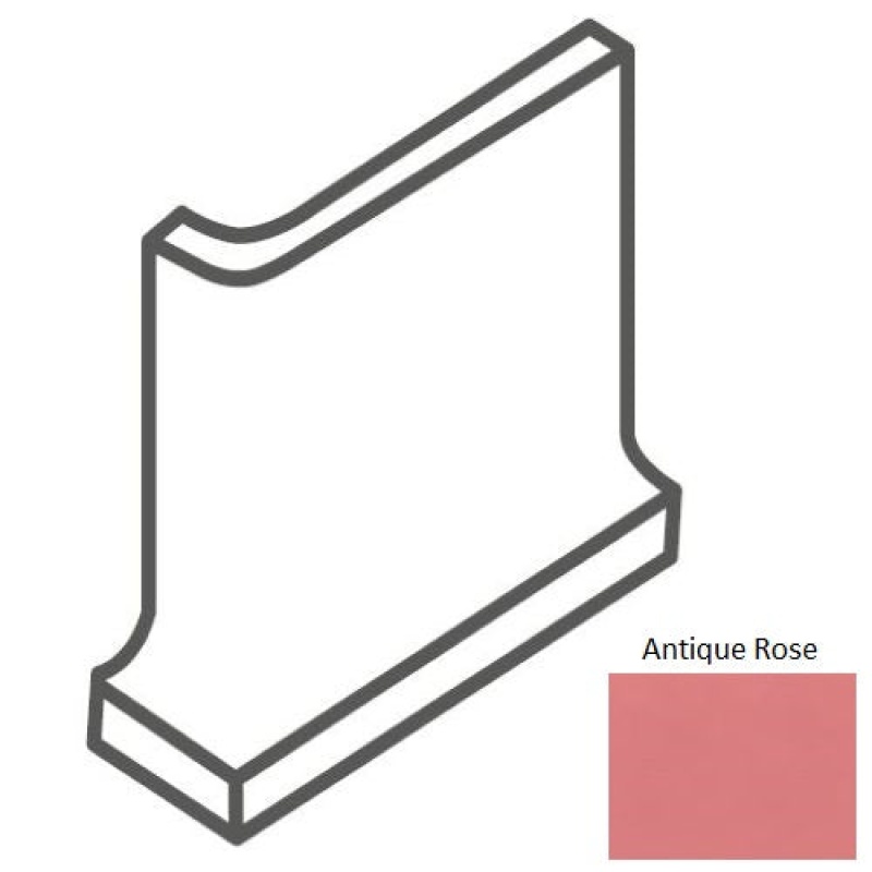 Bright & Matte Antique Rose 4 1/4" x 4 1/4" Ceramic Radius Cove Outcorner – Glossy