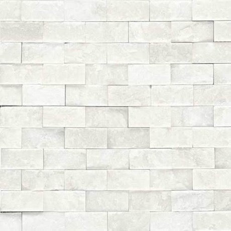 First Snow Elegance Marble Mosaic - 1" X 2" Brick - Split Face