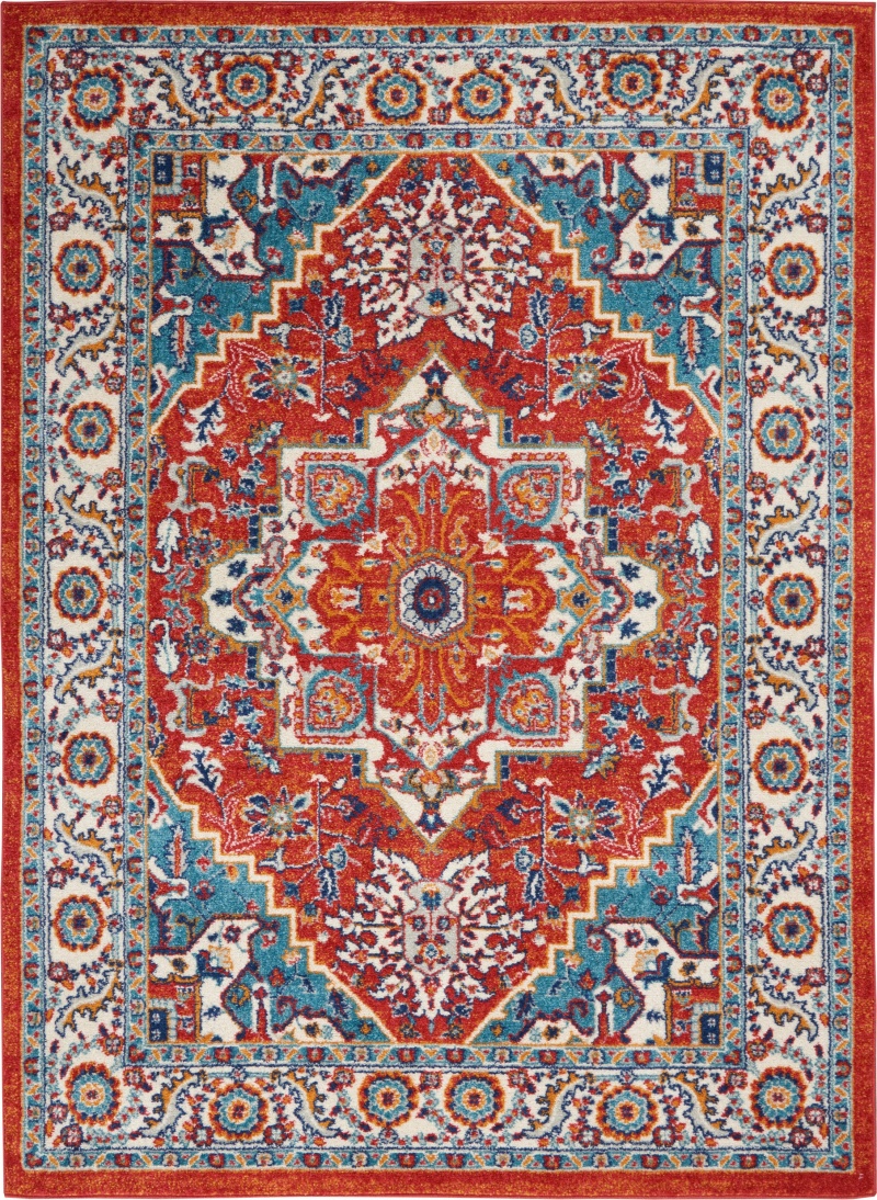 Passion Psn33 Red Multi Colored Polypropylene Bohemian Area Rug
