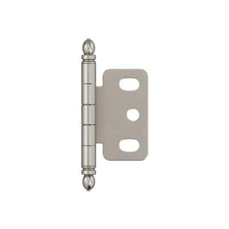 Satin Nickel Steel Face Frame Free Swing Partial Wrap Cabinet Hinge - Full Inset - Satin Nickel