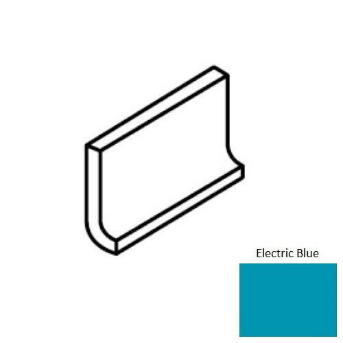Color Wheel Classic Electric Blue Ceramic Wall Trim - 3" X 6" Flat Top Cove Base - Semi Gloss