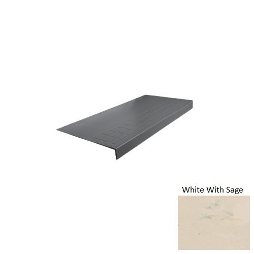 Evolving Styles Creative Elements White With Sage Type 800 Distinct Designs Rubber - 12 1/4" X 72" Stair Tread - Raised Square Design