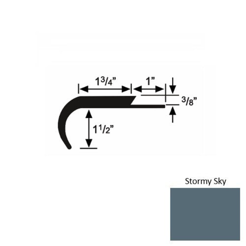 Solid 12 Stormy Sky Rubber Single Flange Carpet Stair Nosing