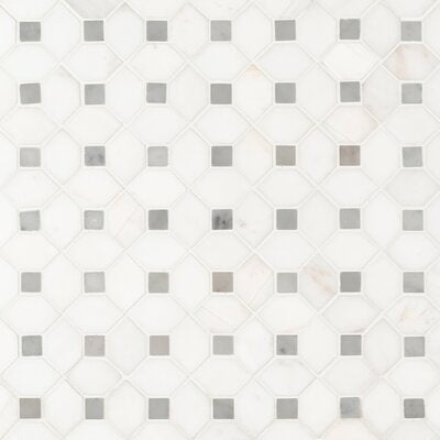 Bianco Dolomite Dotty Marble Mosaic - Hexagon With Dots - Polished