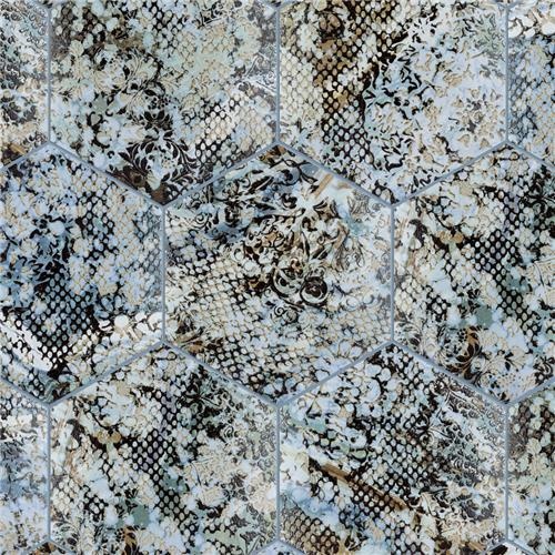 Inedita Blue Porcelain Tile - Glossy Hexagon