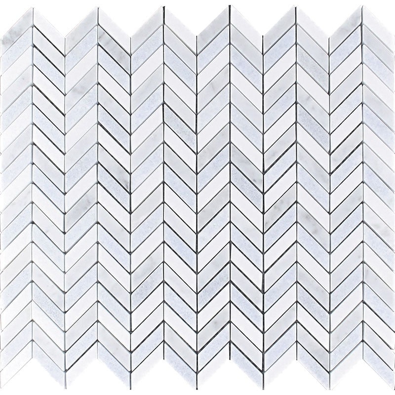 Mykonos Thassos / Bianco Carrara / Blue Celeste Marble Mosaic - Kalafati - Polished