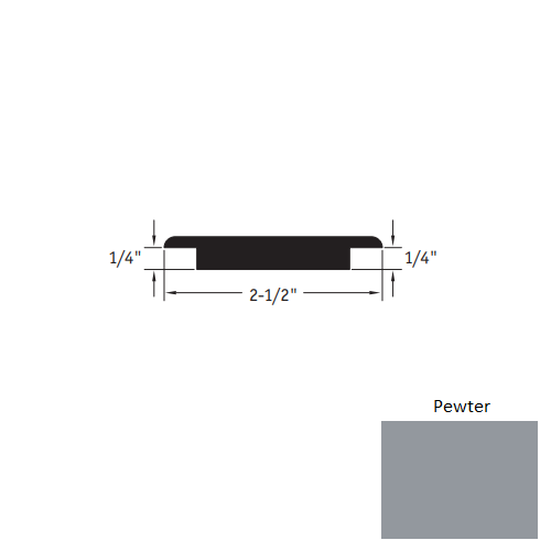 Johnsonite Pewter Vinyl Moulding / Trim - 2 1/2" X 12 Ft (144") X 1/4" - 1/4" Wheeled Traffic Transition - Wheeled Traffic Transition