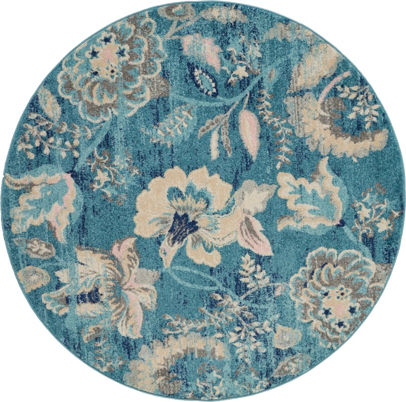 Tranquil Tra02 Turquoise Round Area Rug