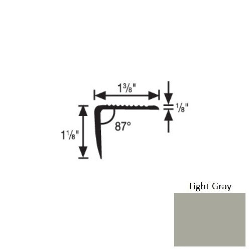 Flextones Light Gray Vinyl 189 Top Set Stair Nosing - 1 3/8" X 12 Ft - Thermoplastic