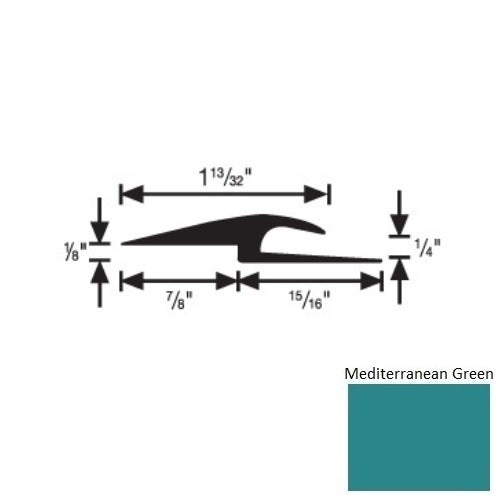 Flextones Mediterranean Green Vinyl 167 Tile And Carpet Joiner - 1/4" X 12 Ft - Thermoplastic
