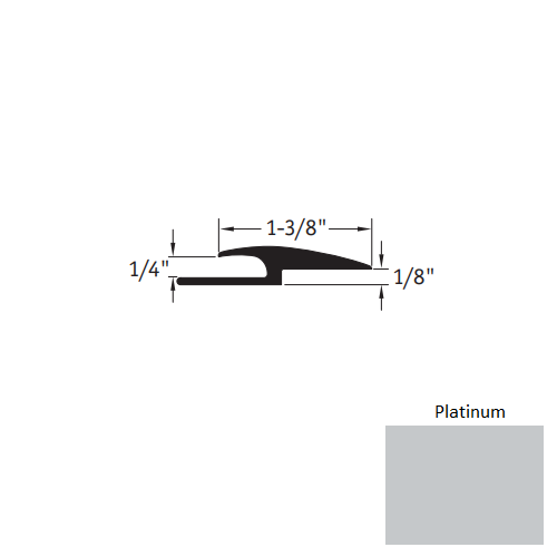Johnsonite Platinum Vinyl Moulding / Trim - 1 3/8" X 12 Ft (144") X 1/4" - 1/8" Adaptor - Adaptor