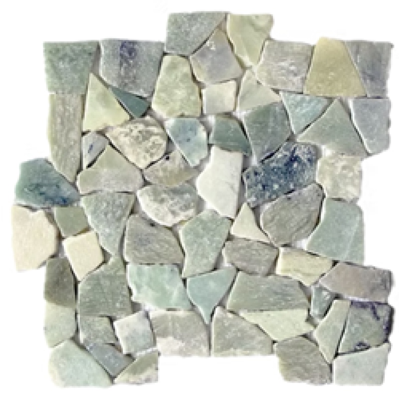 Sea Grass Interlocking Marble Mosaic - 12" X 12" - Natural