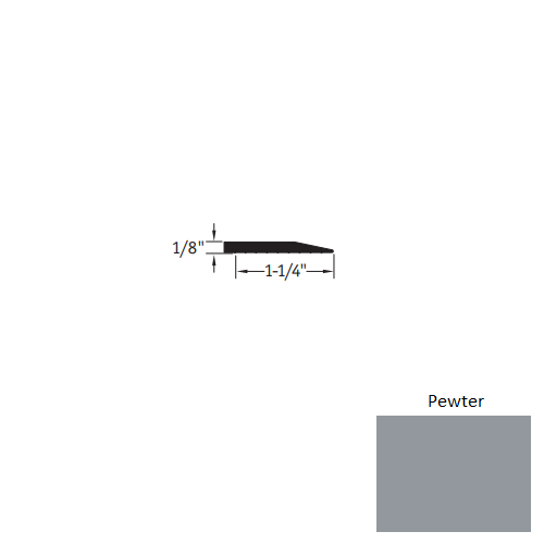 Johnsonite Pewter Vinyl Moulding / Trim - 1 1/4" X 25 Ft (300") X 1/8" Reducer - Reducer