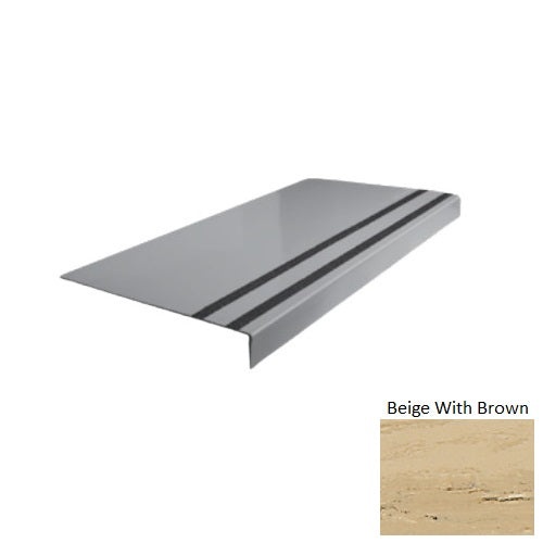 Evolving Styles Creative Elements Beige With Brown Type 130 Distinct Designs Rubber - 12 1/4" X 72" Stair Tread - Smooth