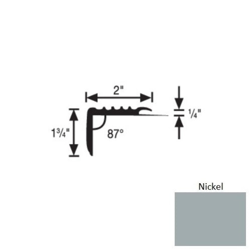Flextones Nickel Vinyl 171 Carpet Stair Nosing - 2" X 12 Ft - Thermoplastic