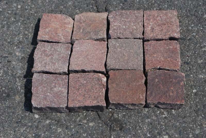 Red Porphyry Paver - Flamed - 4" X 4", Per Pack: 3 Enter Quantity In Sqft