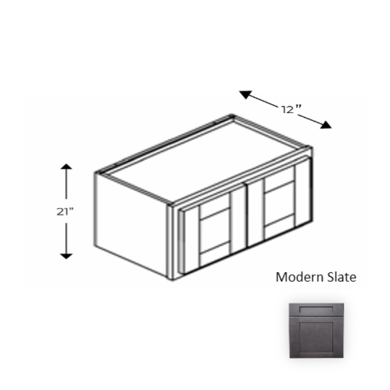 Framed Shaker Deluxe Modern Slate Natural Clear Coat Wood Kitchen Wall Cabinet - 33" X 21" X 12" - Natural Clear Coat
