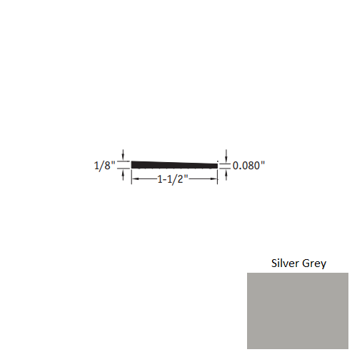 Johnsonite Silver Grey Vinyl Moulding / Trim - 1 1/2" X 12 Ft (144") X 1/8" - .080" Reducer - Reducer