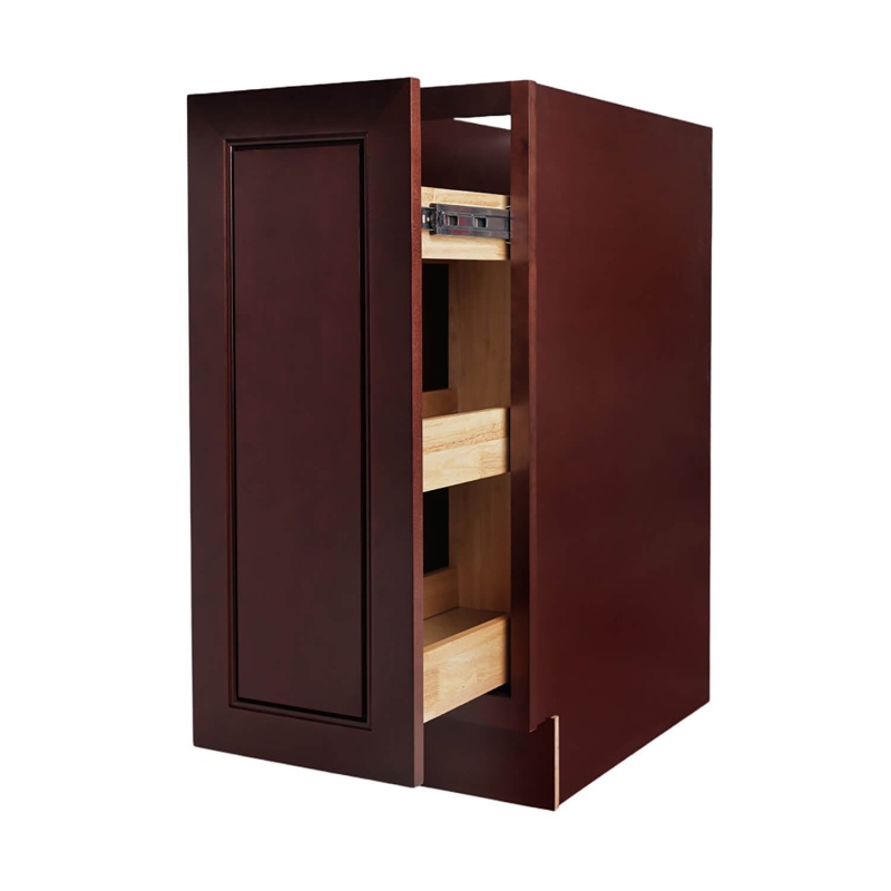 Chocolate Mahogany Wood Kitchen Spice Rack Pull Out Base Cabinet
