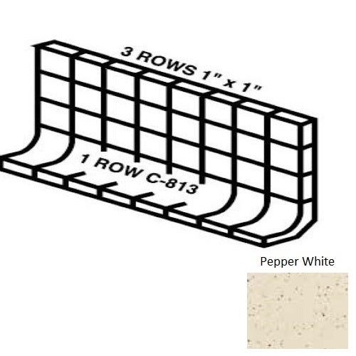 Keystones Unglazed Mosaic Pepper White Porcelain Wall Trim - 4" X 12" Built Up Base (Mb4c) - Matte