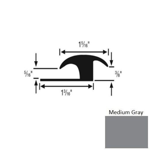 Flextones Medium Gray Vinyl 160 Ceramic / Wood Carpet Transition - 3/8" X 12 Ft - Thermoplastic