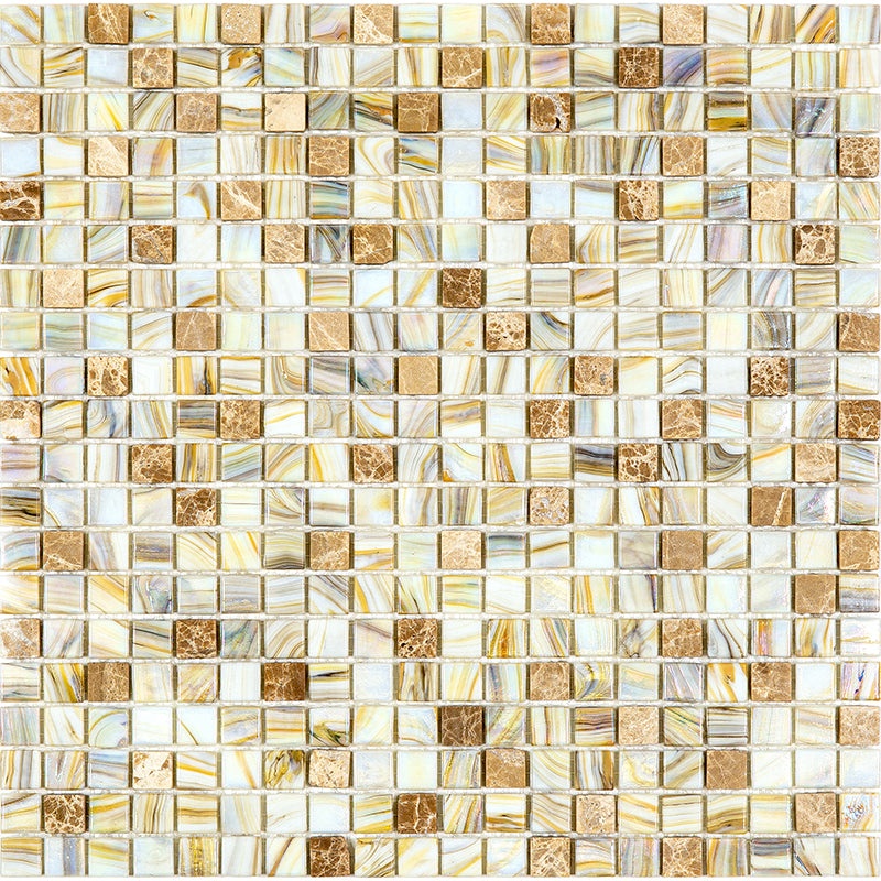 Mixes Amber Rock Glass Mosaic - 0.6" X 0.6" - Glossy