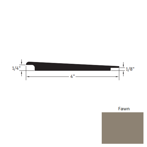 Johnsonite Fawn Vinyl Moulding / Trim - 4" X 12 Ft (144") X 1/4" - 1/8" Wheeled Traffic Transition - Wheeled Traffic Transition