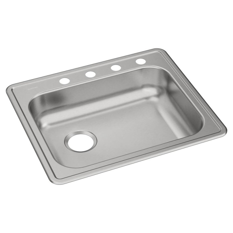 Ge12521l4 Dayton Stainless Steel Drop In Single Bowl Kitchen Sink - 25" X 21 1/4" X 5 3/8" With 4 Holes - Stainless Steel
