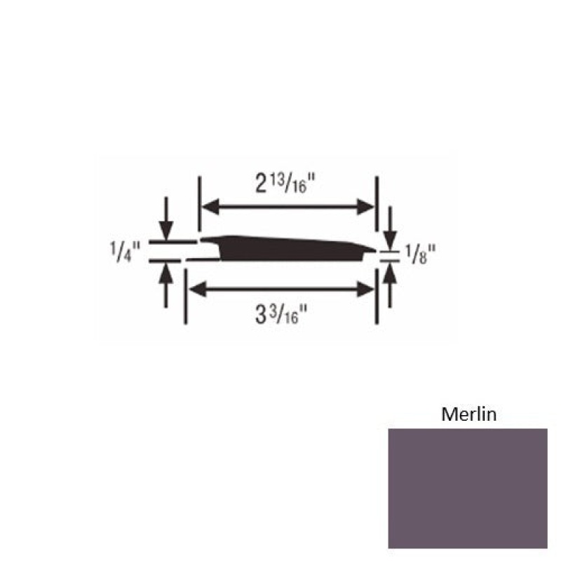 Solid 65 Merlin Rubber Rolling Traffic Transition - 3 3/16" X 9 Ft (108") X 1/4" - 1/8"
