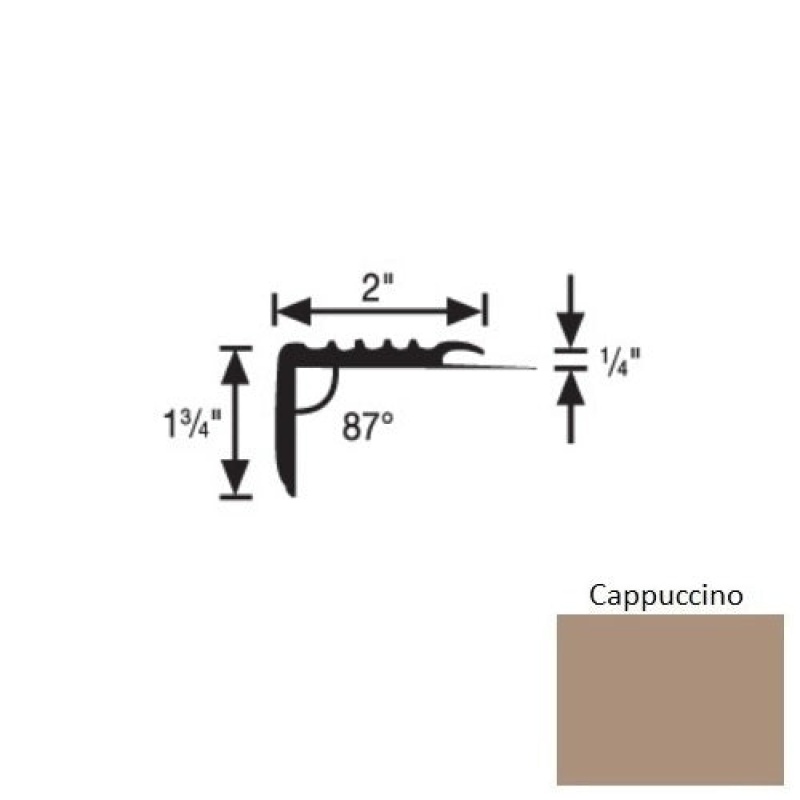 Flextones Cappuccino Vinyl 171 Carpet Stair Nosing - 2" X 12 Ft - Thermoplastic