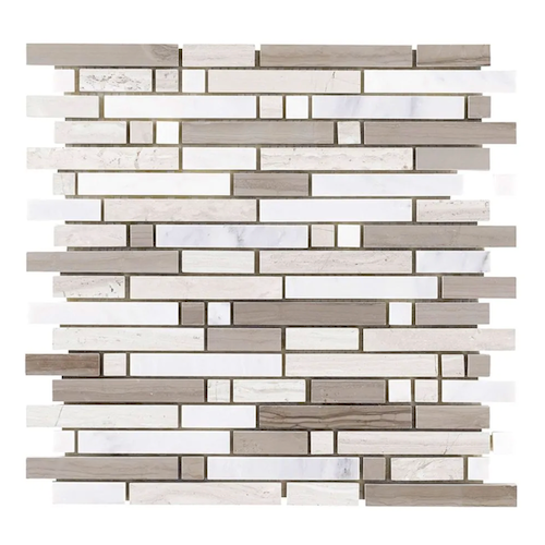 Stream Stone Modish A Grey / Taupe / White Marble & Limestone Mosaic - Linear - Honed