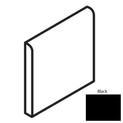 Color Wheel Classic Black Ceramic Wall Trim - 6" X 6" Bullnose