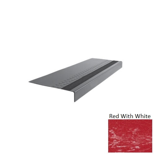 Red Rubber Stair Tread with Flush Carborundum Strip