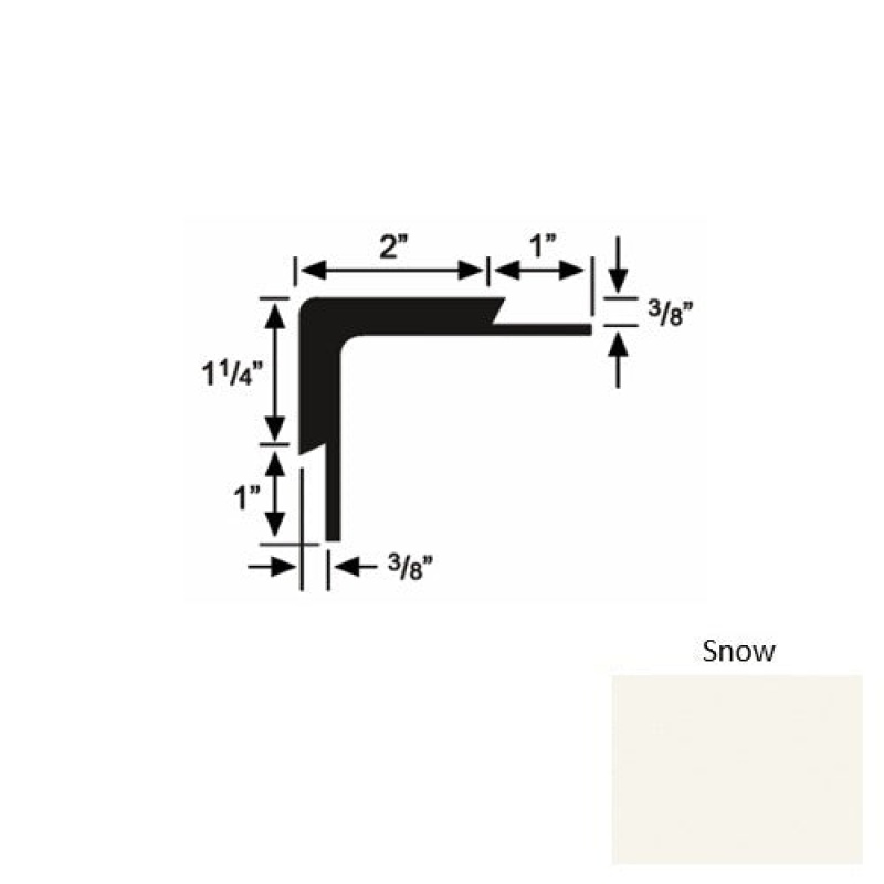 Solid 15 Snow Rubber Double Flange Carpet Stair Nosing (Sq)