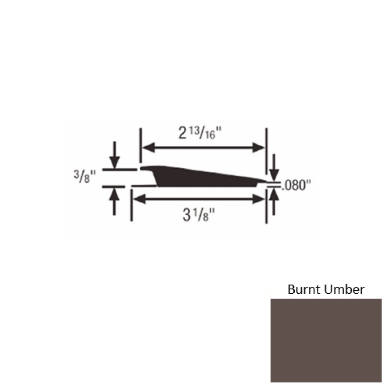 Solid 66 Burnt Umber Rubber Rolling Traffic Transition - 3 1/8" X 9 Ft (108") X 3/8" - 0.080"