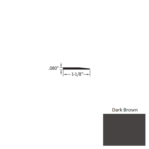 Johnsonite Dark Brown Vinyl Moulding / Trim - 1 1/8" X 3 Ft (36") X .080" Reducer - Reducer