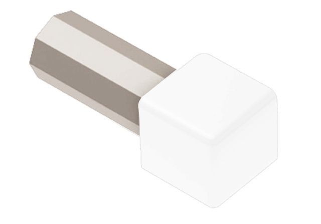 Quadec 90 Degree Outside Corner Metal Tile Edging Trim - Bright White Color Coated Aluminum