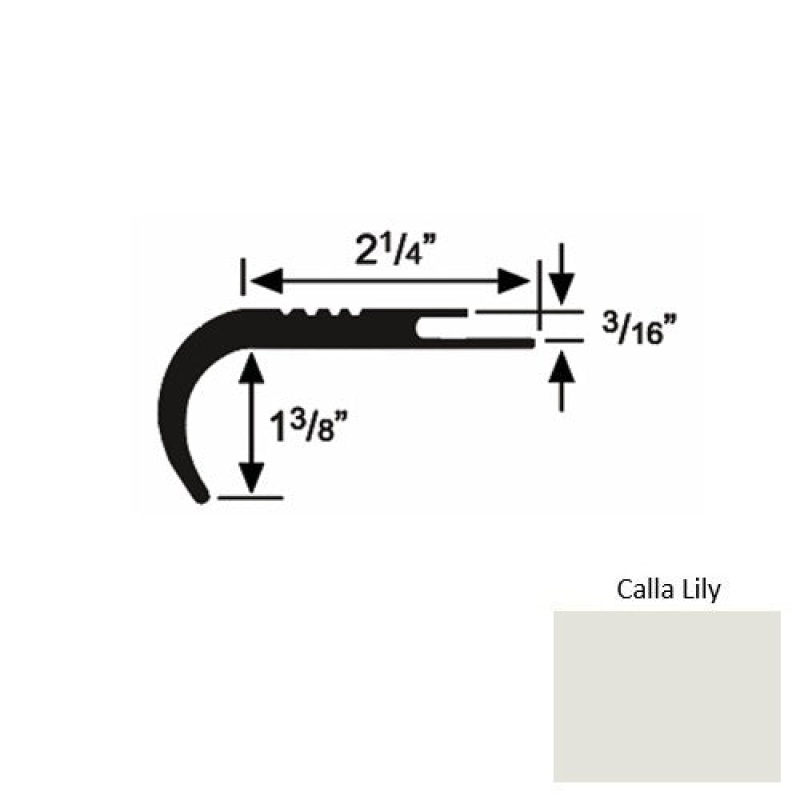 Solid 18 Calla Lily Rubber Undercut Carpet Nosing (Rd) - 2 1/4" X 9 Ft (108")