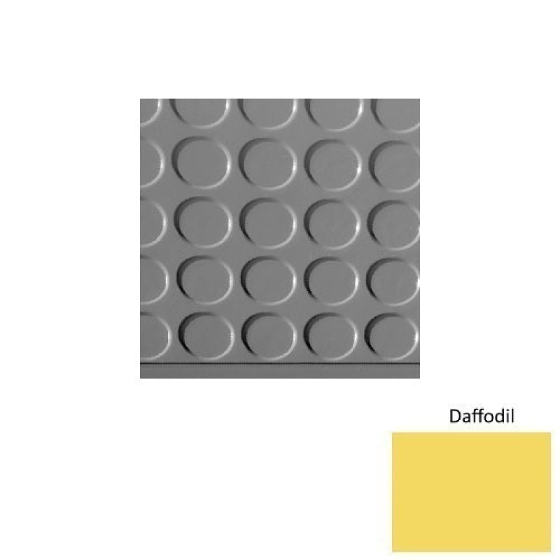 Solid 97 Daffodil Vantage Raised Circular Rubber (Sq) With Safety Yellow Abrasive Strip Stair Tread - Textured
